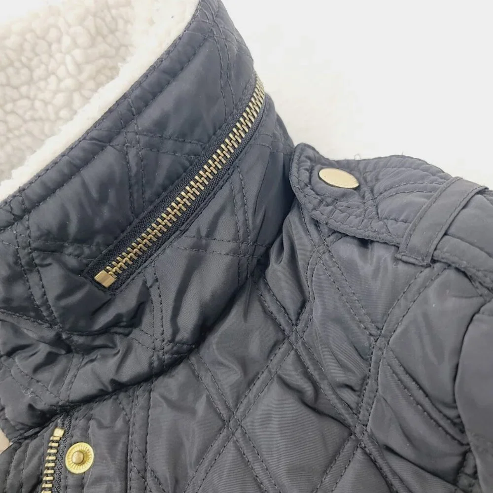 Michael Kors Women's‎ Black Quilted Long Sleeve Sherpa Puffer Jacket Size M